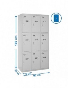 Armario Taquilla SIMON LOCKER PROF.Monobloque 3 PUERTA 3/9 300 (900) Gris | Taquilla metálica SimonLocker para vestuarios y ofic