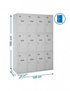 Armario Taquilla SIMON LOCKER PROF.Monobloque 3 PUERTA 4/12 300 (1200) Gris | Taquilla metálica SimonLocker para vestuarios y of