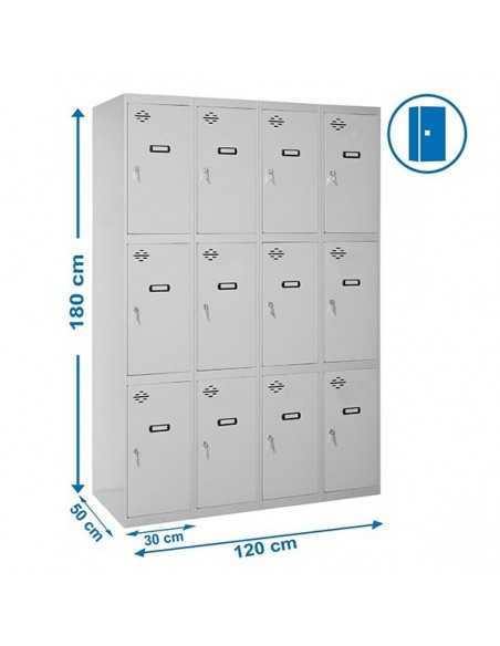 Armario Taquilla SIMON LOCKER PROF.Monobloque 3 PUERTA 4/12 300 (1200) Gris | Taquilla metálica SimonLocker para vestuarios y of