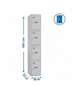 Armario Taquilla SIMON LOCKER PROF.Monobloque 4 PUERTA 1/4 300 Gris | Taquilla metálica SimonLocker para vestuarios y oficinas