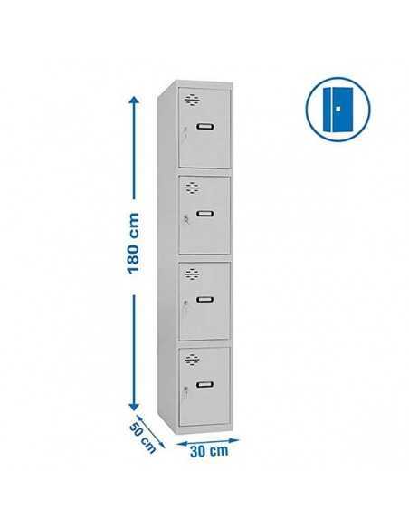 Armario Taquilla SIMON LOCKER PROF.Monobloque 4 PUERTA 1/4 300 Gris | Taquilla metálica SimonLocker para vestuarios y oficinas