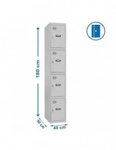 Armario Taquilla SIMON LOCKER PROF.Monobloque 4 PUERTA 1/4 400 Gris | Taquilla metálica SimonLocker para vestuarios y oficinas