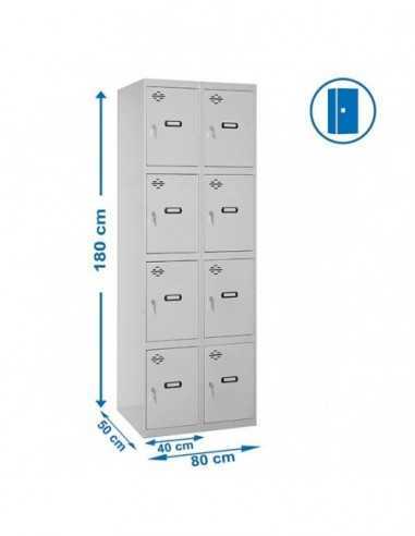 Armario Taquilla SIMON LOCKER PROF.Monobloque 4 PUERTA 2/8 400 (800) Gris | Taquilla metálica SimonLocker para vestuarios y ofic