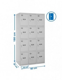 Armario Taquilla SIMON LOCKER PROF.Monobloque 4 PUERTA 3/12 400 (1200) Gris | Taquilla metálica SimonLocker para vestuarios y of