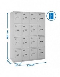 Armario Taquilla SIMON LOCKER PROF.Monobloque 4 PUERTA 4/16 300 (1200) Gris | Taquilla metálica SimonLocker para vestuarios y of