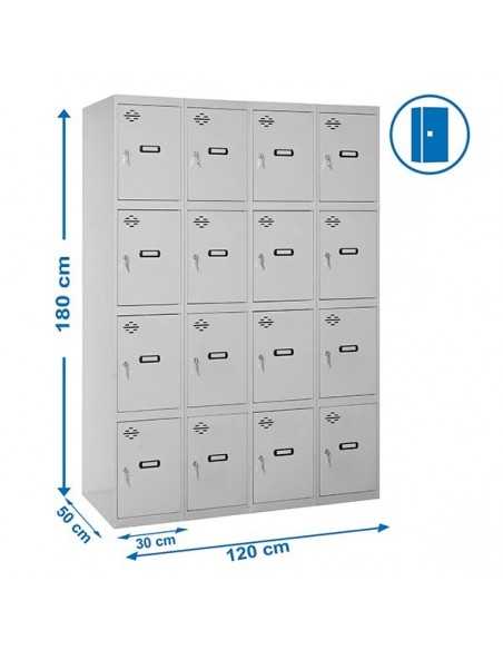 Armario Taquilla SIMON LOCKER PROF.Monobloque 4 PUERTA 4/16 300 (1200) Gris | Taquilla metálica SimonLocker para vestuarios y of