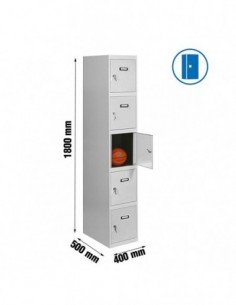 Armario Taquilla SIMON LOCKER PROF.Monobloque 5 PUERTA 1/5 400 Gris | Taquilla metálica SimonLocker para vestuarios y oficinas