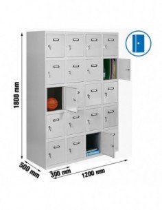 Armario Taquilla SIMON LOCKER PROF.Monobloque 5 PUERTA 4/20 300 (1200) Gris | Taquilla metálica SimonLocker para vestuarios y of