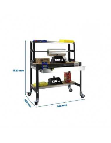 Mesa de Trabajo SIMONWORK con Ruedas BT 4 box 900 antracita/madera