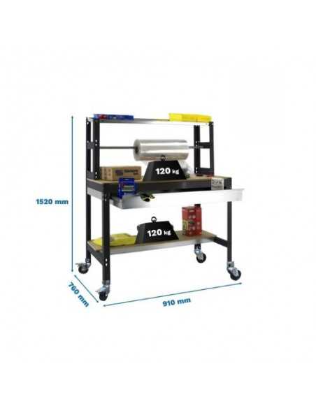 Mesa de Trabajo SIMONWORK con Ruedas BT 4 box 900 antracita/madera