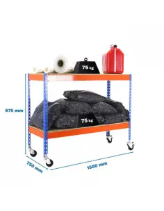 Estantería SIMONRACK Ecoforte con Ruedas 1507-2 chipboard 900 az/nar/Madera