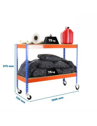 Estantería SIMONRACK Ecoforte con Ruedas 1507-2 chipboard 900 az/nar/Madera