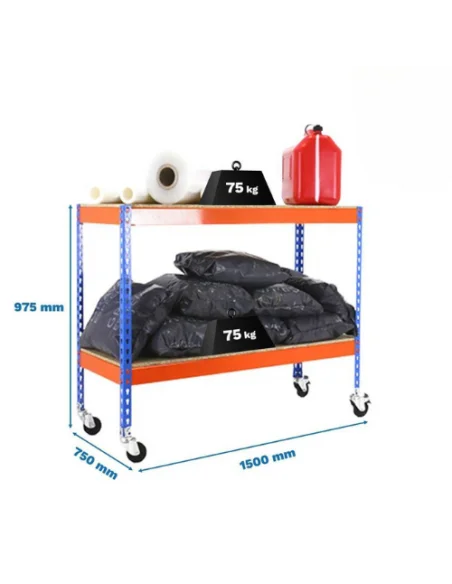 Estantería SIMONRACK Ecoforte con Ruedas 1507-2 chipboard 900 az/nar/Madera