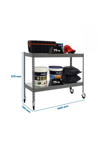 Estantería SIMONRACK Ecoforte con Ruedas 1507-2 metal 900 gris/Galvanizada