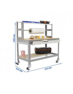 Mesa de Trabajo SIMONWORK con Ruedas BT 4 box 900 gris/madera