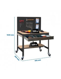 Mesa de Trabajo SIMONWORK con Ruedas BT 2 box 900 antracita/madera
