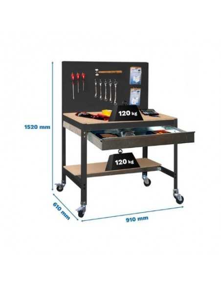 Mesa de Trabajo SIMONWORK con Ruedas BT 2 box 900 antracita/madera