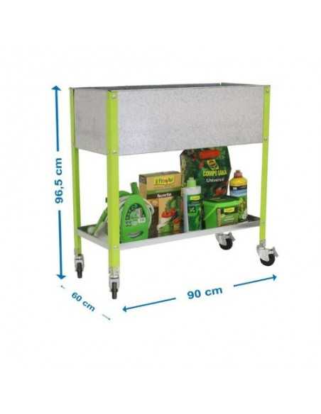 Huerto Urbano SIMONGARDEN top con Ruedas 900x600 verde/galvanizada