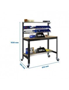Mesa de Trabajo SIMONWORK con Ruedas BT 1 900 antracita/madera