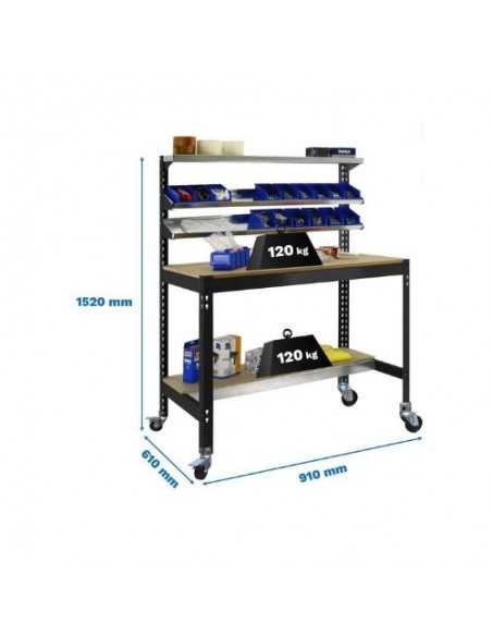 Mesa de Trabajo SIMONWORK con Ruedas BT 1 900 antracita/madera