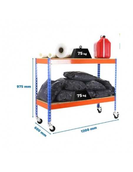 Estantería SIMONRACK Ecoforte con Ruedas 1206-2 chipboard 900 az/nar/Madera