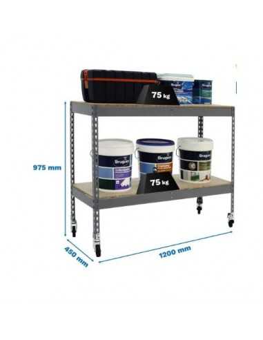 Estantería SIMONRACK Ecoforte con Ruedas 1204-2 chipboard 900 gris/Madera