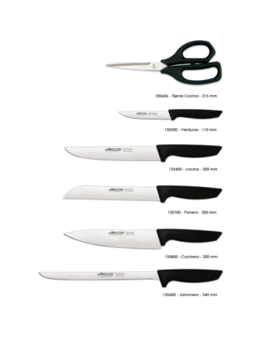 Juego de Cocina Arcos 136100 – Serie Niza 5 cuchillos + Tijeras + Taco