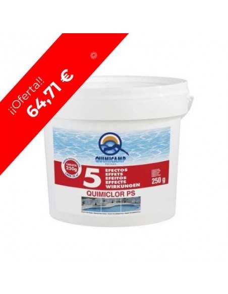 Cloro para Piscinas QUIMICAMP Tabletas 5 Efectos 250grs 13 Kg