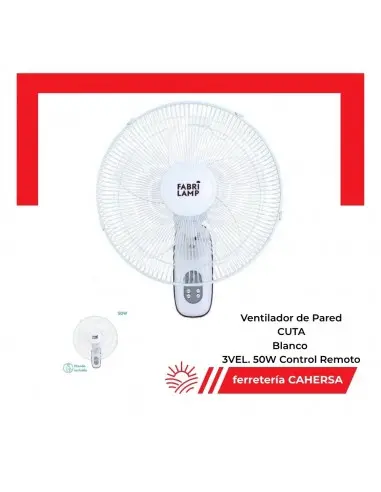 Ventilador de Pared CUTA Blanco 50W con Mando | Ferretería CAHERSA