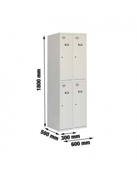 Armario Taquilla Simonlocker DIY Tandem 2/4 300 (600) Gris | Taquilla metálica SimonLocker para vestuarios y oficinas