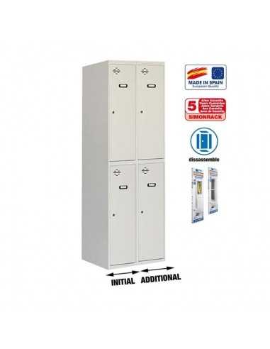 Armario Taquilla Simonlocker DIY Tandem 2/4 300 (600) Gris | Taquilla metálica SimonLocker para vestuarios y oficinas