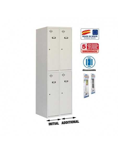 Armario Taquilla Simonlocker DIY Tandem 2/4 300 (600) Gris | Taquilla metálica SimonLocker para vestuarios y oficinas