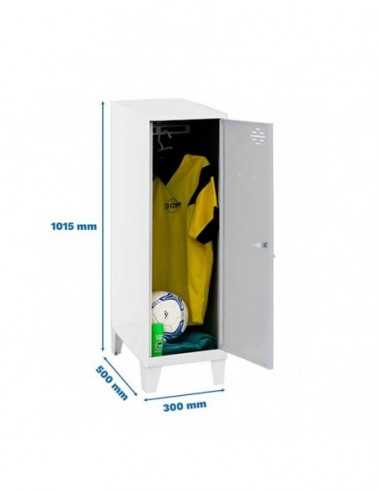 Armario Taquilla SIMON LOCKER Monobloque Single Mini 915x300x500+PIES BL/GR | Taquilla metálica SimonLocker para vestuarios y of