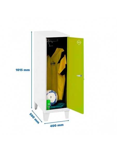 Armario Taquilla SIMON LOCKER Monobloque Single Mini 915x400x500+PIES BL/VE | Taquilla metálica SimonLocker para vestuarios y of