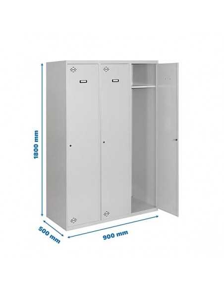 Armario Taquilla Simonlocker DIY Single 3/3 300 (900) Gris | Taquilla metálica SimonLocker para vestuarios y oficinas