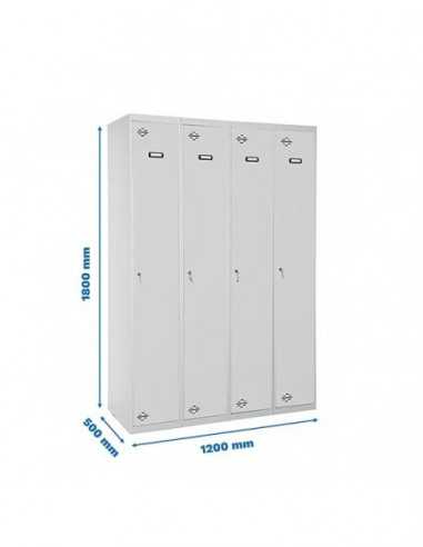 Armario Taquilla Simonlocker DIY Single 4/4 300 (1200) Gris | Taquilla metálica SimonLocker para vestuarios y oficinas