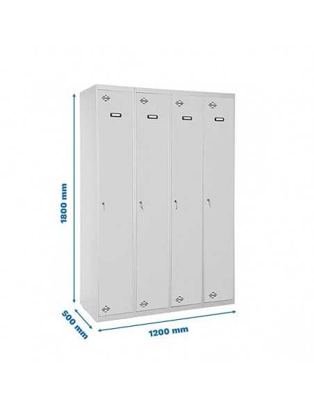 Armario Taquilla Simonlocker DIY Single 4/4 300 (1200) Gris | Taquilla metálica SimonLocker para vestuarios y oficinas