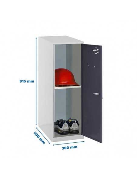Armario Taquilla SIMON LOCKER Monobloque Mini + BAN. 915x300x500 mm GR/AN | Taquilla metálica SimonLocker para vestuarios y ofi