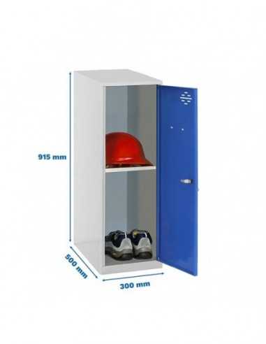 Armario Taquilla SIMON LOCKER Monobloque Mini + BAN. 915x300x500 mm GR/AZ | Taquilla metálica SimonLocker para vestuarios y ofi
