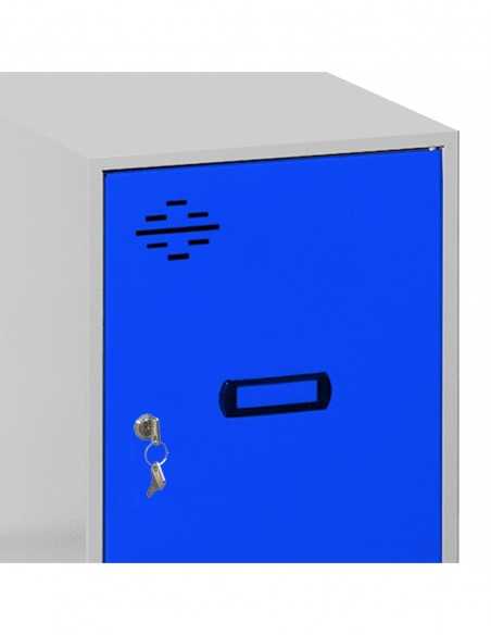 Armario Taquilla SIMON LOCKER Monobloque Mini + BAN. 915x300x500 mm GR/AZ | Taquilla metálica SimonLocker para vestuarios y ofi