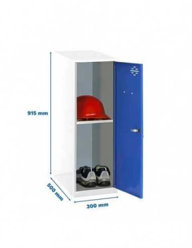 Armario Taquilla SIMON LOCKER Monobloque Mini + BAN. 915x300x500 mm BL/AZ | Taquilla metálica SimonLocker para vestuarios y ofi