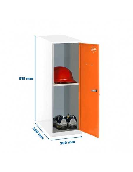 Armario Taquilla SIMON LOCKER Monobloque Mini + BAN. 915x300x500 mm BL/NA | Taquilla metálica SimonLocker para vestuarios y ofi