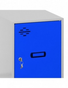 Armario Taquilla SIMON LOCKER Monobloque Mini + BAN. 915x400x500 mm GR/AZ | Taquilla metálica SimonLocker para vestuarios y ofi 2