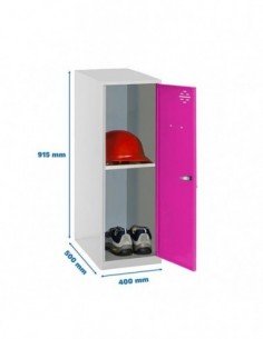 Armario Taquilla SIMON LOCKER Monobloque  Mini + BAN. 915x400x500 mm GR/RO | Taquilla metálica SimonLocker para vestuarios y ofi 2