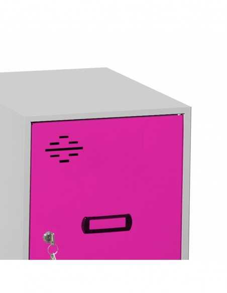 Armario Taquilla SIMON LOCKER Monobloque Mini + BAN. 915x400x500 mm GR/RO | Taquilla metálica SimonLocker para vestuarios y ofi