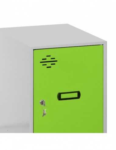 Armario Taquilla SIMON LOCKER Monobloque Mini + BAN. 915x400x500 mm GR/VE | Taquilla metálica SimonLocker para vestuarios y ofi