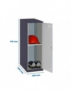 Armario Taquilla SIMON LOCKER Monobloque  Mini + BAN. 915x400x500 mm AN/GR | Taquilla metálica SimonLocker para vestuarios y ofi 2