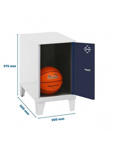 Armario Taquilla SIMON LOCKER Monobloque Mini 475x300x500 + pies Blanco/Antracita | Taquilla metálica SimonLocker para vestuario