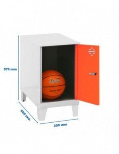 Armario Taquilla SIMON LOCKER Monobloque Mini 475x300x500 + pies Blanco/Naranja | Taquilla metálica SimonLocker para vestuarios  2