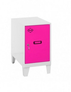 Armario Taquilla SIMON LOCKER Monobloque Mini 475x300x500 + pies Blanco/Rosa | Taquilla metálica SimonLocker para vestuarios y o
